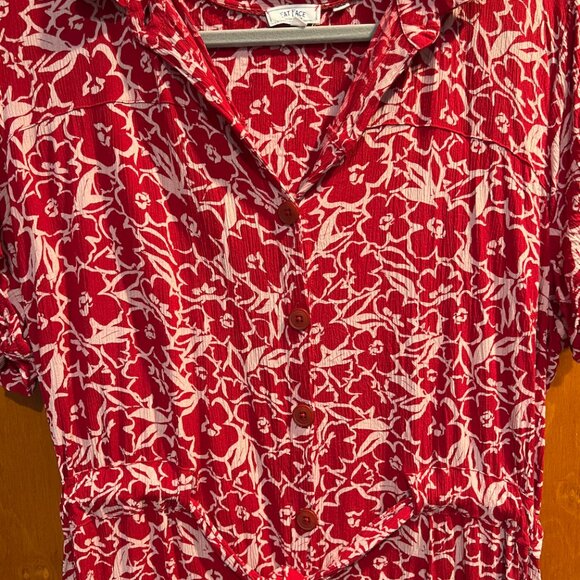 Fat Face UK Red Floral Button-Down Midi Dress - Size US 14 - Picture 4 of 4